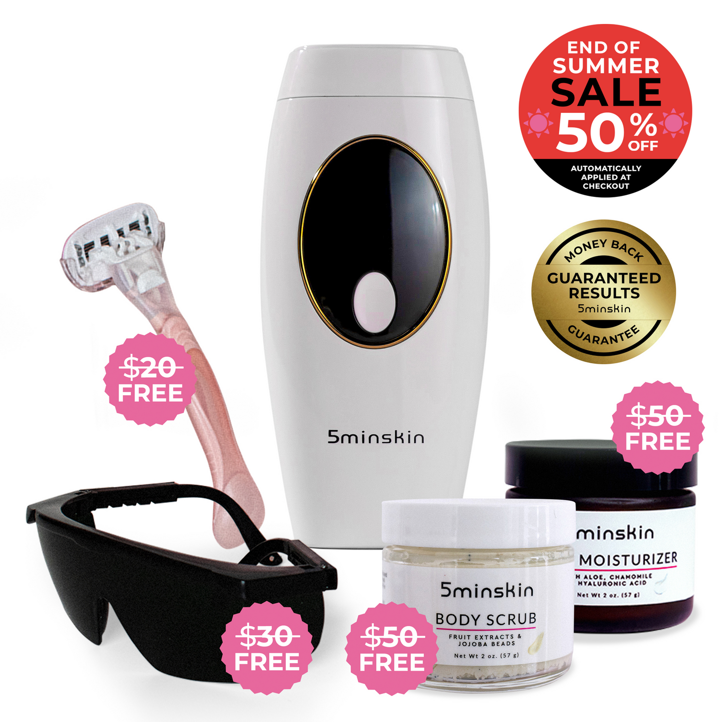 5MINSKIN AT-HOME LASER HAIR REMOVAL HANDSET - 50% OFF END OF SEASON SALE