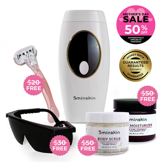 5MINSKIN AT-HOME LASER HAIR REMOVAL HANDSET - 50% OFF MOTHER'S DAY SALE + 4 FREE GIFTS (WORTH $150)