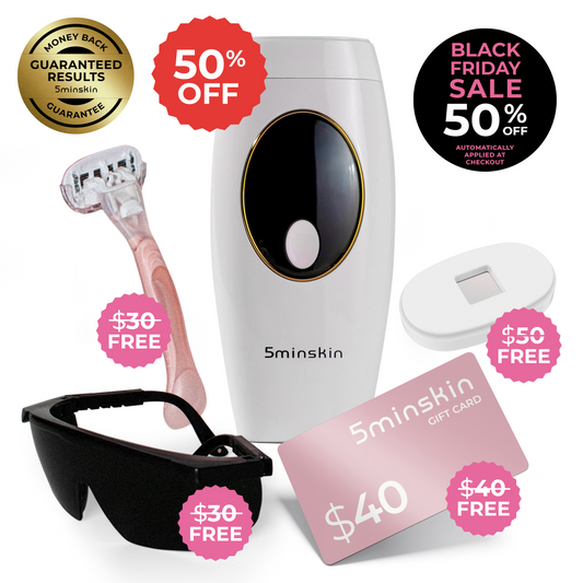 5MINSKIN AT-HOME LASER HAIR REMOVAL HANDSET - 50% OFF BLACK FRIDAY  SALE + 4 FREE GIFTS (WORTH $150)